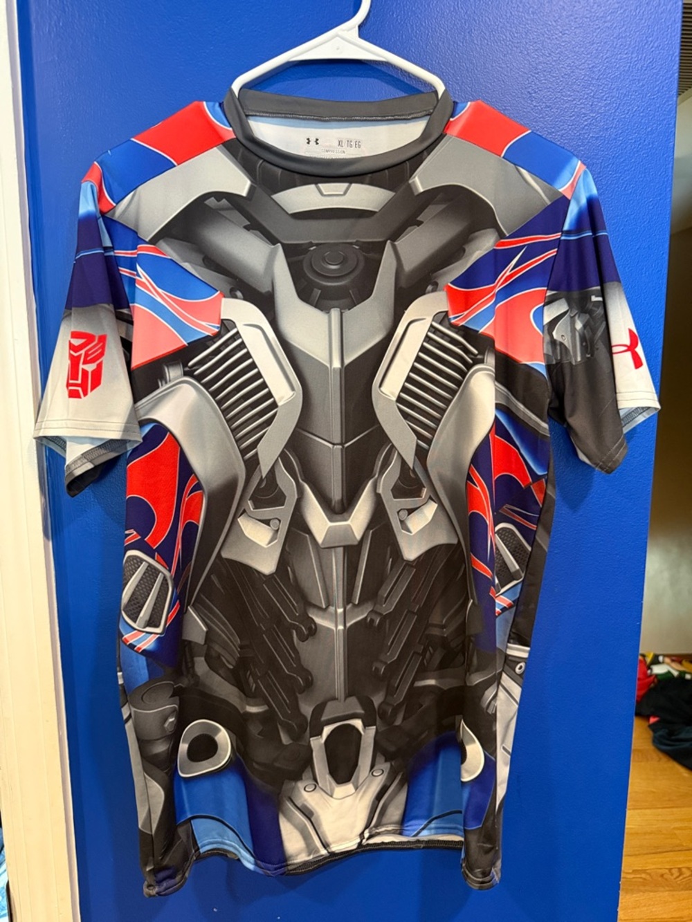 Under Armour Blue Red Gray Transformers Mechanical Graphic Tee